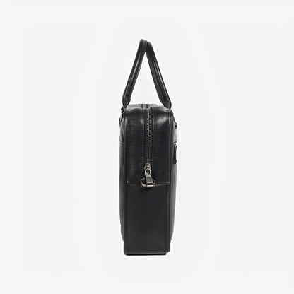 Unisex genuine cowhide leather travel briefcase zip design