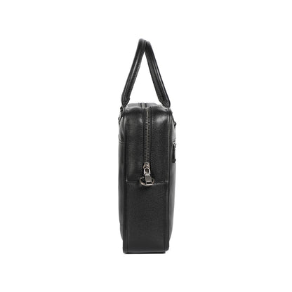 Unisex genuine cowhide leather travel briefcase zip design