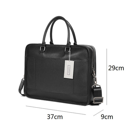 Unisex genuine cowhide leather travel briefcase zip design