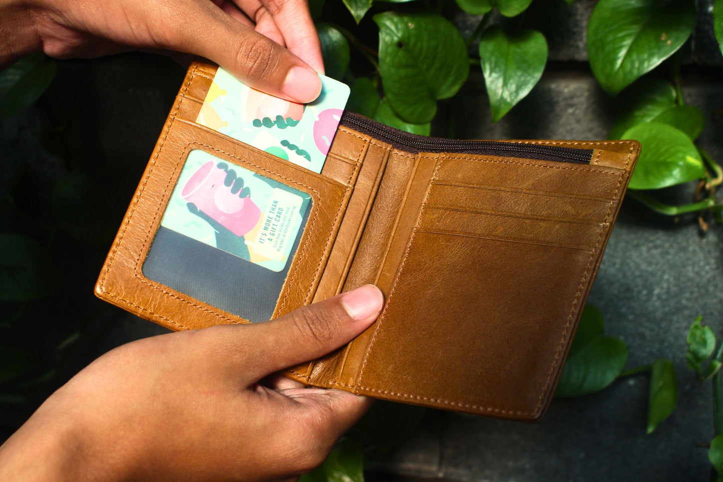 Women's and Men's unisex cowhide leather vertical flap wallet with additional card slot insert