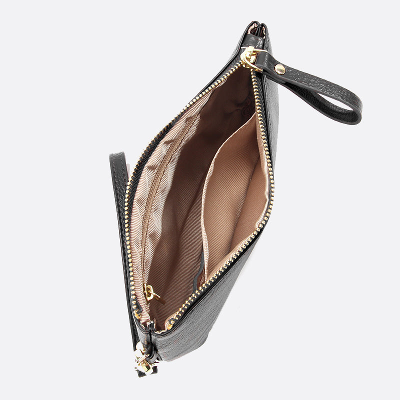 Women's genuine cowhide leather pouch Edgar design with wristlet