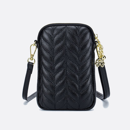 Women's genuine cowhide leather handphone bag Mirren Chevron design