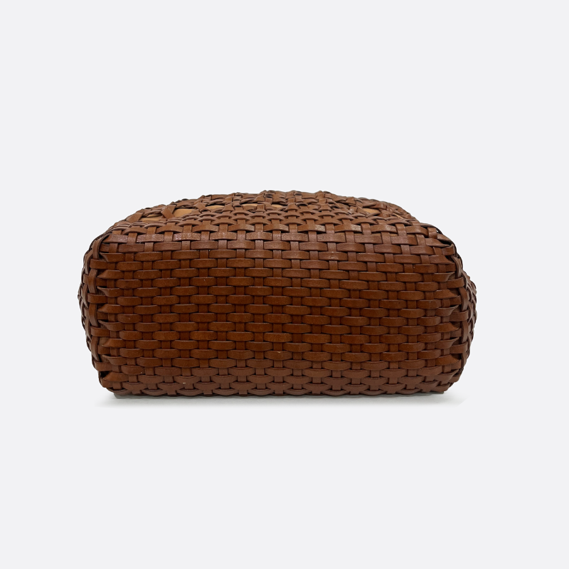 Women's genuine cowhide leather handbag handwoven Basket design