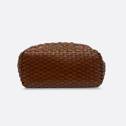 Women's genuine cowhide leather handbag handwoven Basket design