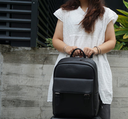 Unisex cowhide leather Torba design backpack with luggage/trolley sleeve