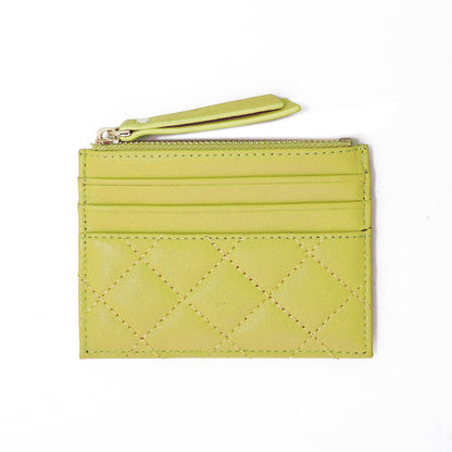 Women's genuine lambskin leather card holder with zip Vyar design