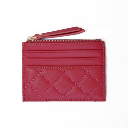 Women's genuine lambskin leather card holder with zip Vyar design
