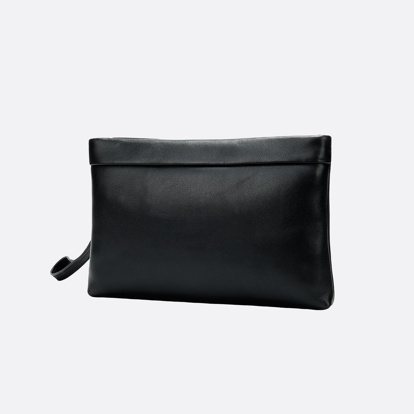 Unisex genuine cowhide leather hand clutch with wrist strap