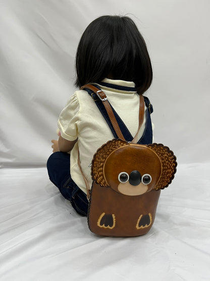 Children's cowhide leather long pouch Koala design