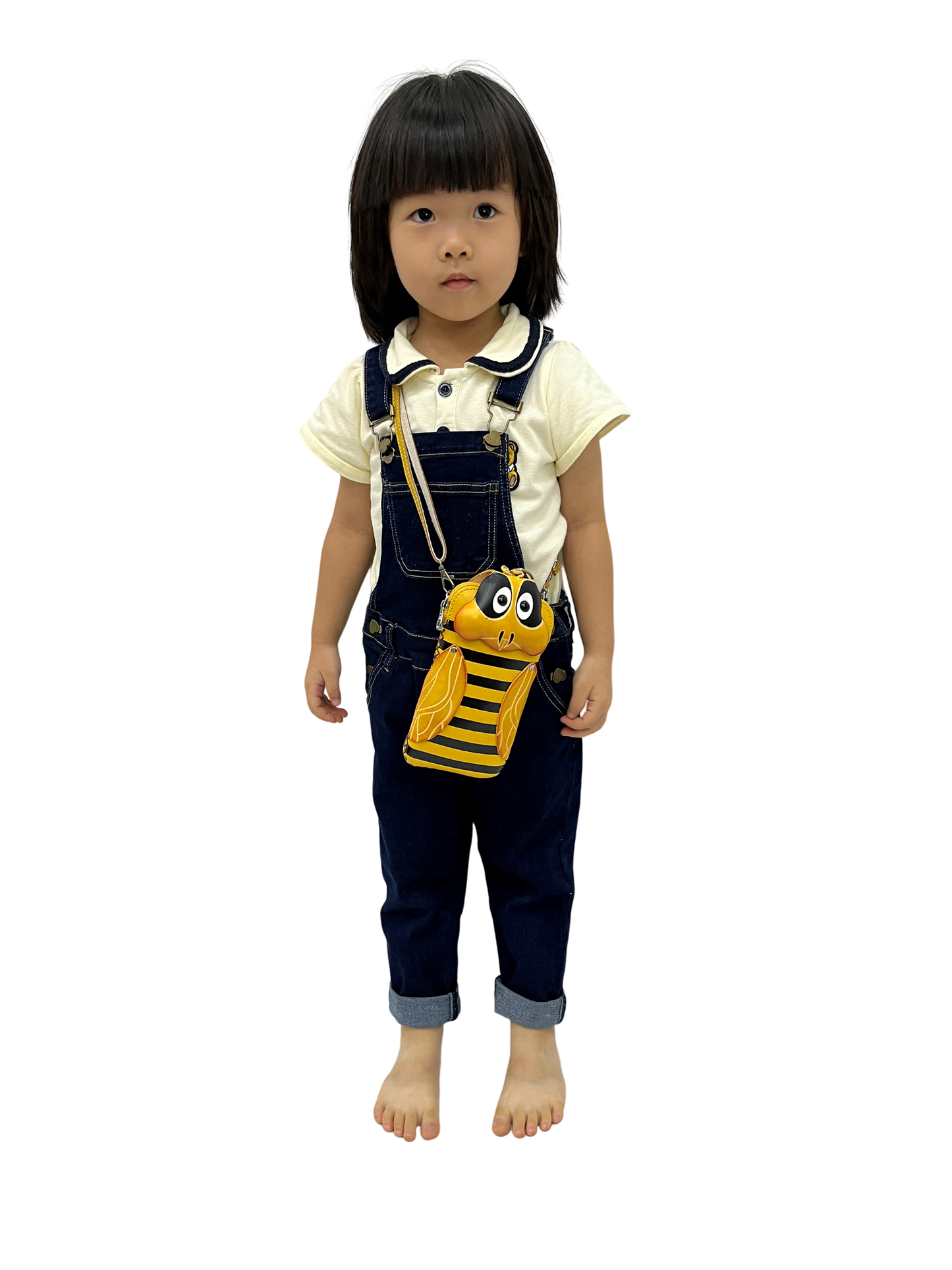 Children's cowhide leather long pouch Bee design
