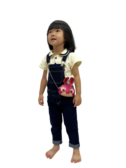Children's cowhide leather pouch with ears