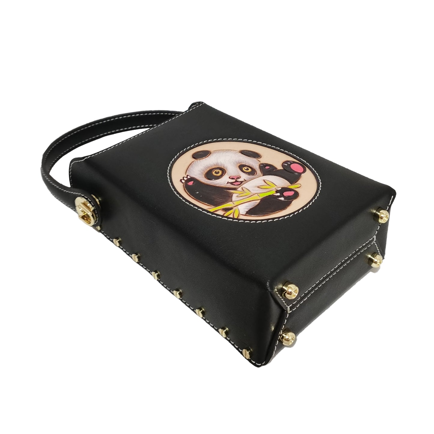 Women's genuine cowhide leather engraved handbag Schon design