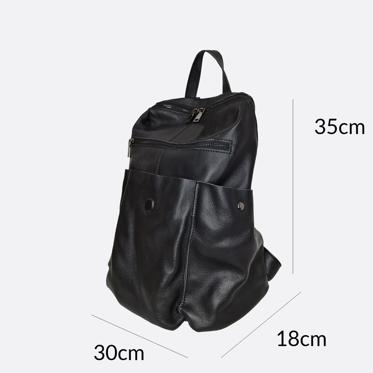 Unisex cowhide leather backpack Snap design with strap pouch