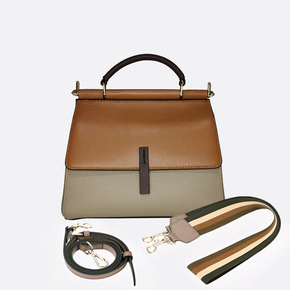 Women's cowhide leather handbag Lari design with 2 straps