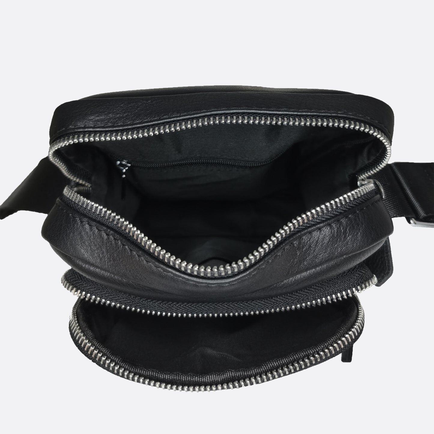 Pouch design unisex genuine cowhide leather sling bag