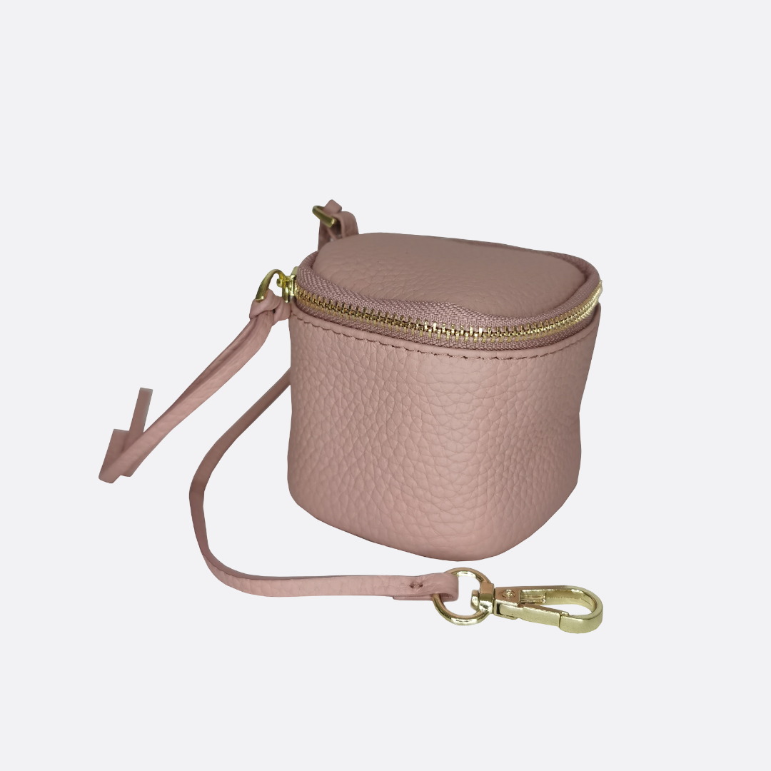 Women's genuine cowhide leather pouch Square design bag charm