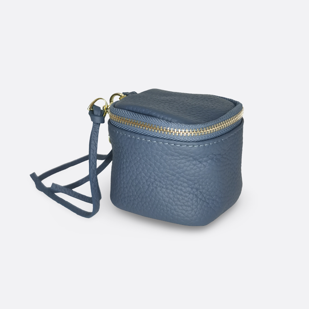 Women's genuine cowhide leather pouch Square design bag charm