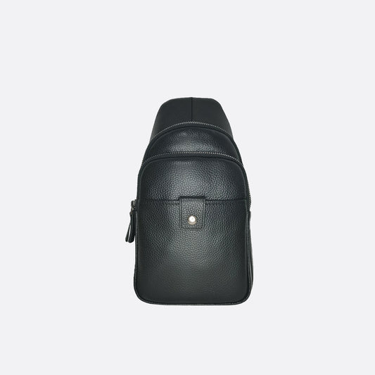 Unisex genuine cowhide leather fanny pack bag snap design
