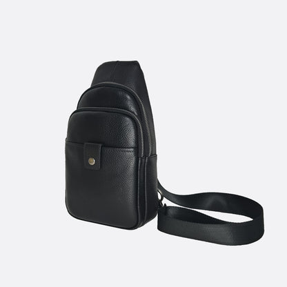Unisex genuine cowhide leather fanny pack bag snap design