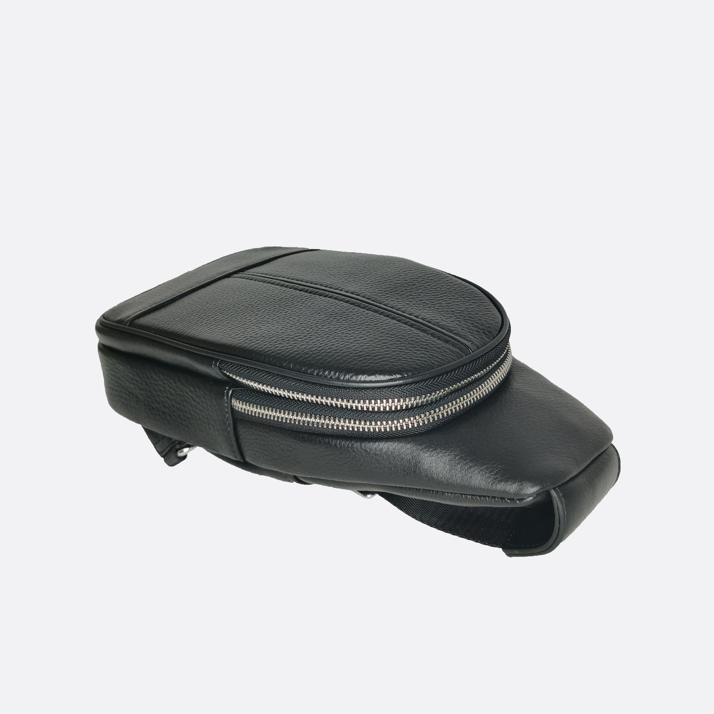 Unisex genuine cowhide leather fanny pack bag seam design