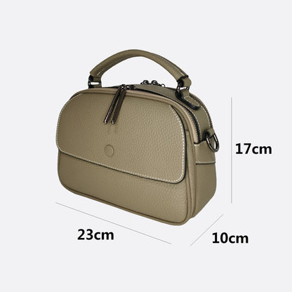 Women's genuine cowhide leather handbag Demi design with 2 straps