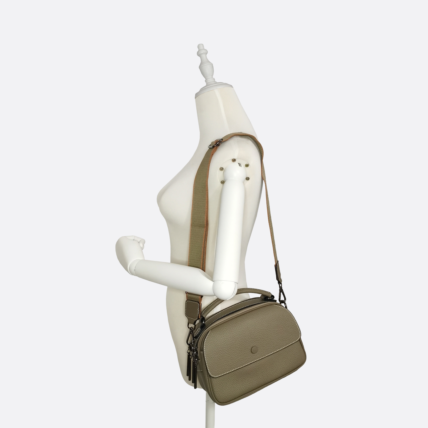 Women's genuine cowhide leather handbag Demi design with 2 straps