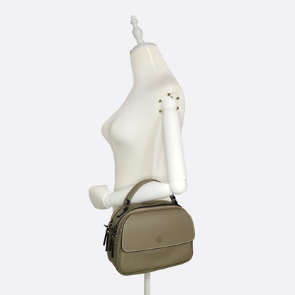Women's genuine cowhide leather handbag Demi design with 2 straps