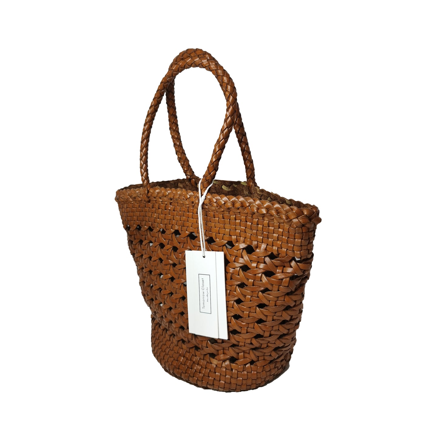 Women's genuine cowhide leather handbag Handwoven Basket V2 design