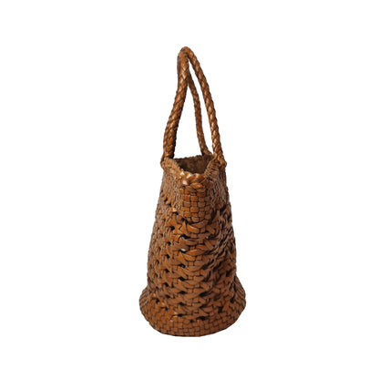 Women's genuine cowhide leather handbag Handwoven Basket V2 design