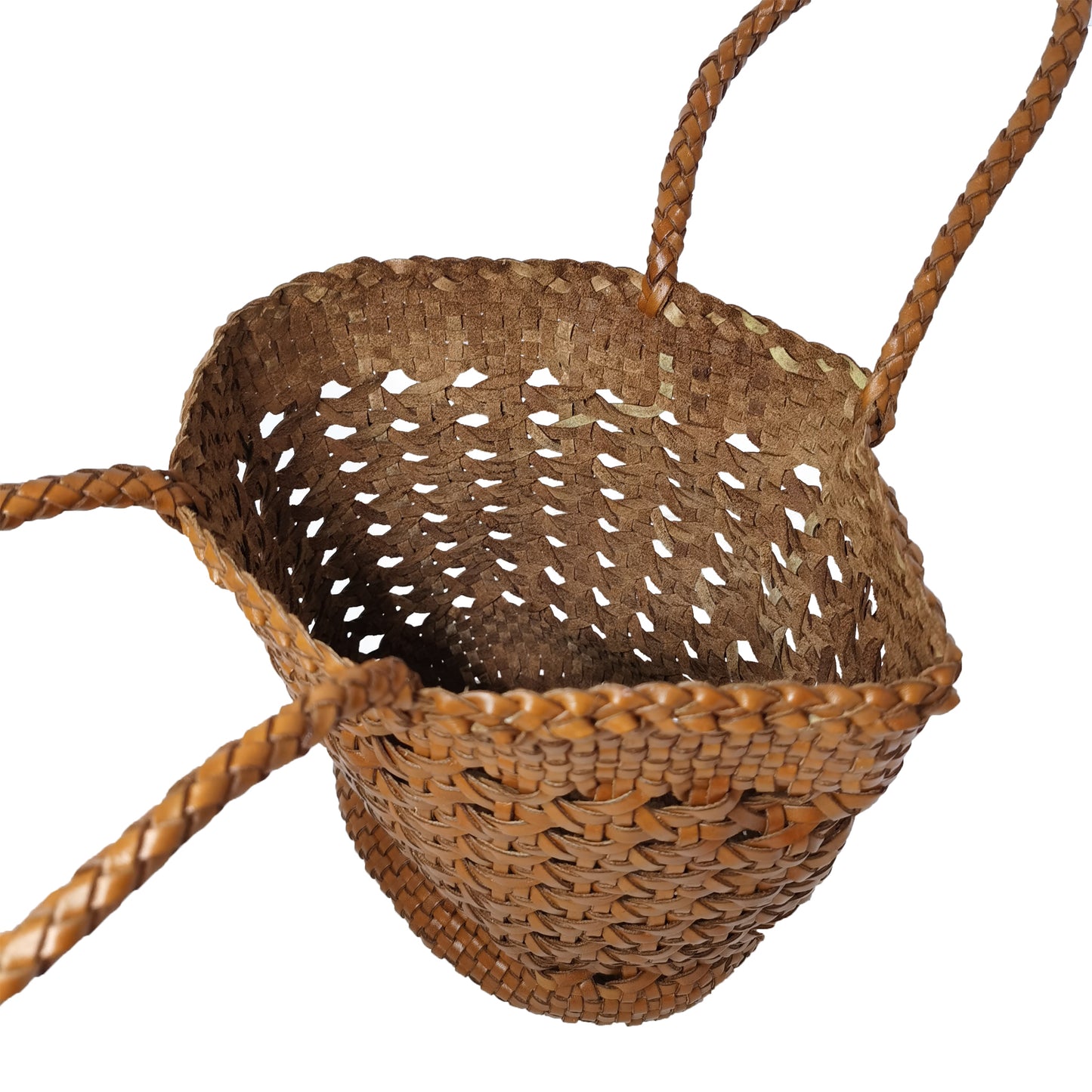 Women's genuine cowhide leather handbag Handwoven Basket V2 design