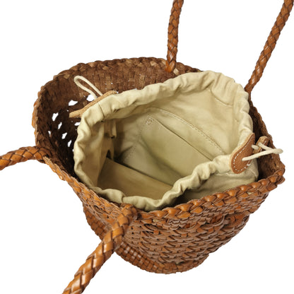 Women's genuine cowhide leather handbag Handwoven Basket V2 design