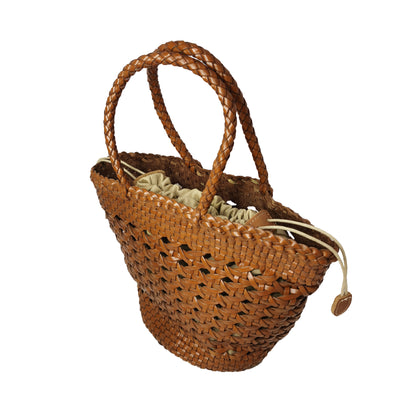 Women's genuine cowhide leather handbag Handwoven Basket V2 design
