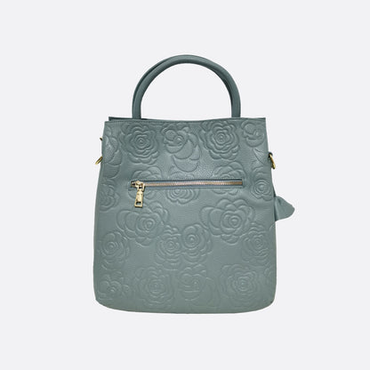 Women's genuine cowhide leather handbag Kriz design in floral print