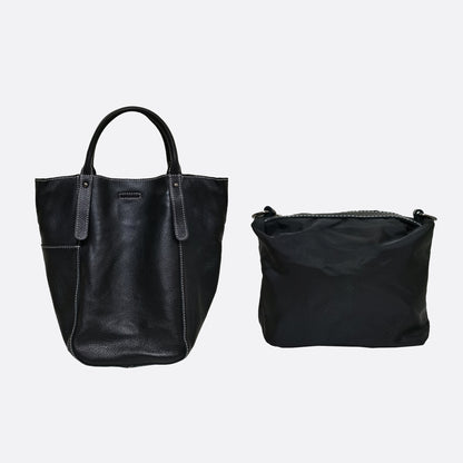 Women's genuine cowhide leather handbag Basket Lock design-dual carry version