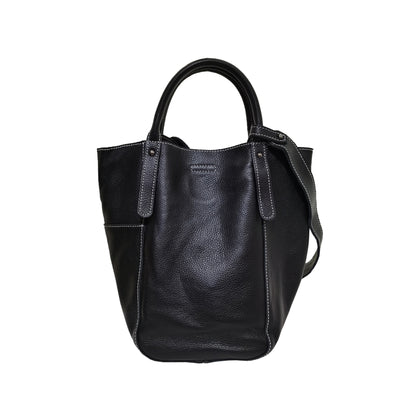 Women's genuine cowhide leather handbag Basket Lock design-dual carry version