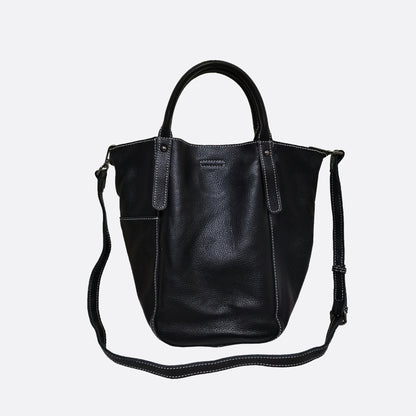 Women's genuine cowhide leather handbag Basket Lock design-dual carry version