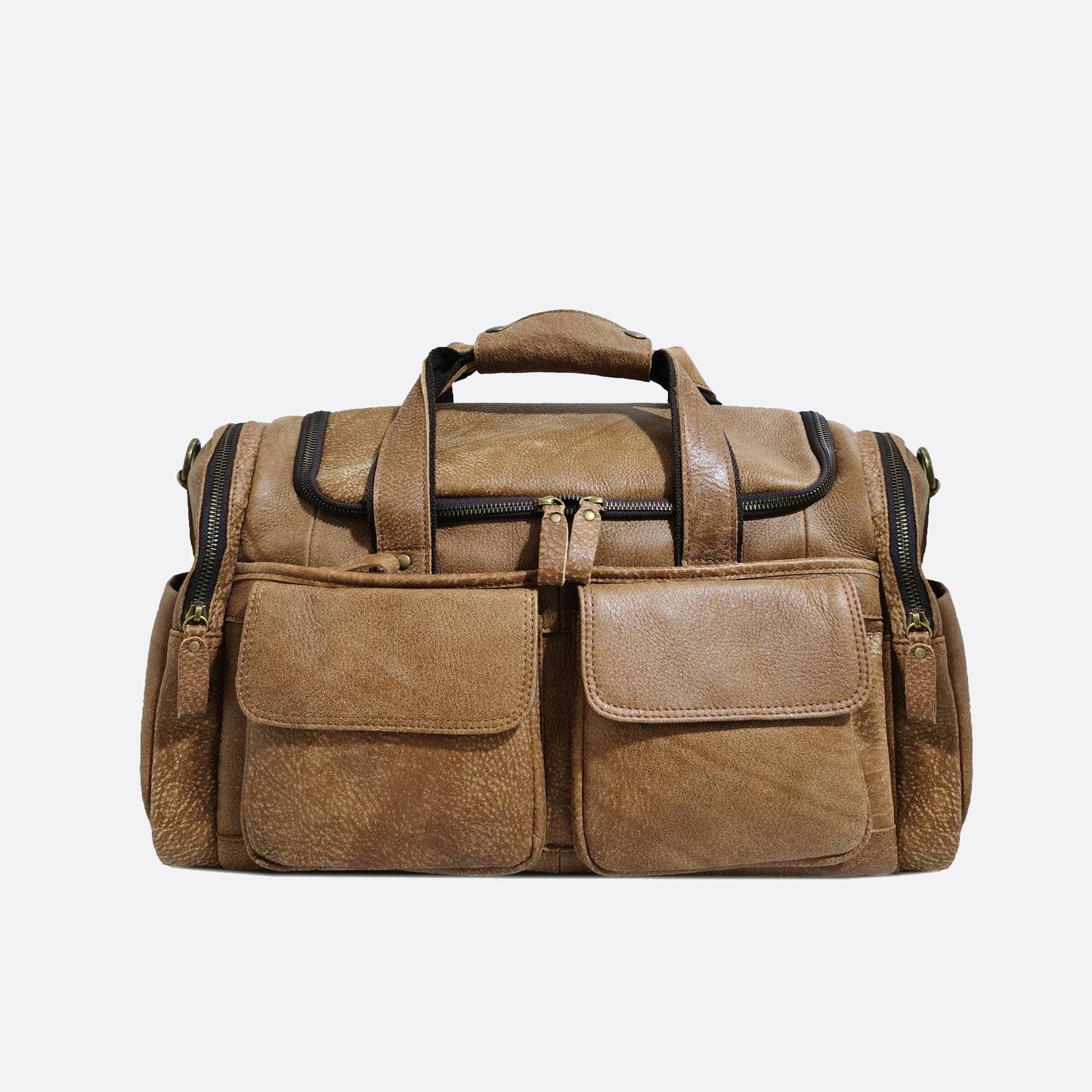 Unisex Women's and Men's genuine cowhide leather duffel travel bag Poches duffel design