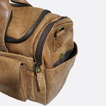 Unisex Women's and Men's genuine cowhide leather duffel travel bag Poches duffel design