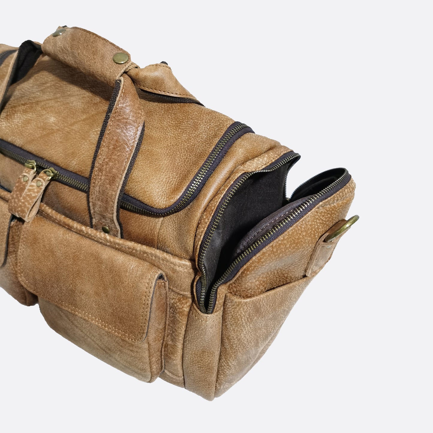 Unisex Women's and Men's genuine cowhide leather duffel travel bag Poches duffel design