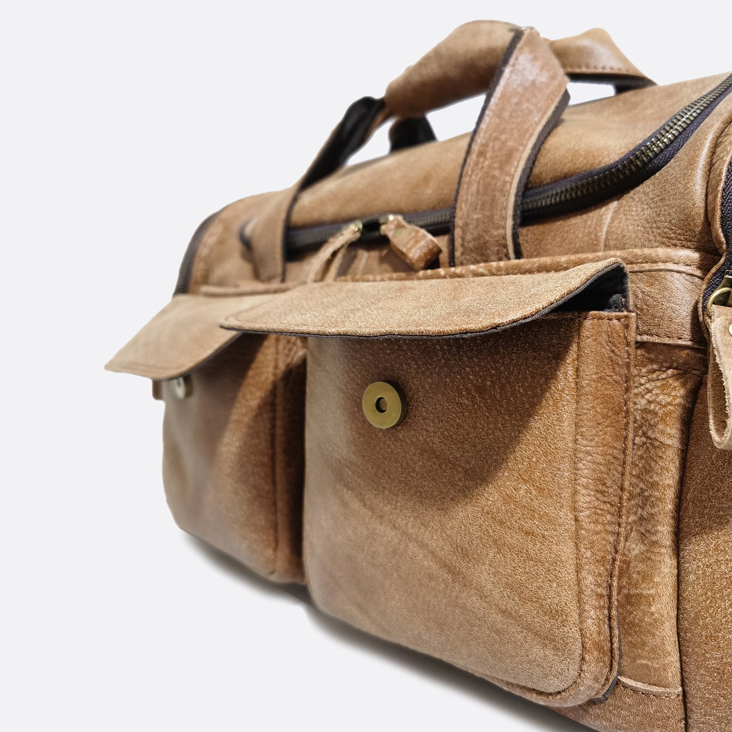 Unisex Women's and Men's genuine cowhide leather duffel travel bag Poches duffel design