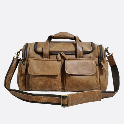 Unisex Women's and Men's genuine cowhide leather duffel travel bag Poches duffel design