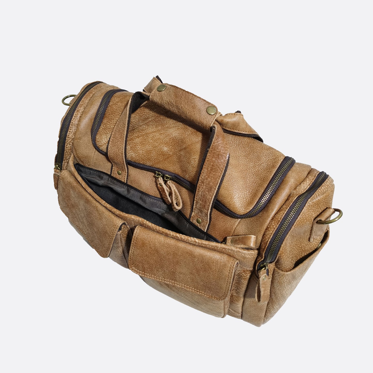 Unisex Women's and Men's genuine cowhide leather duffel travel bag Poches duffel design