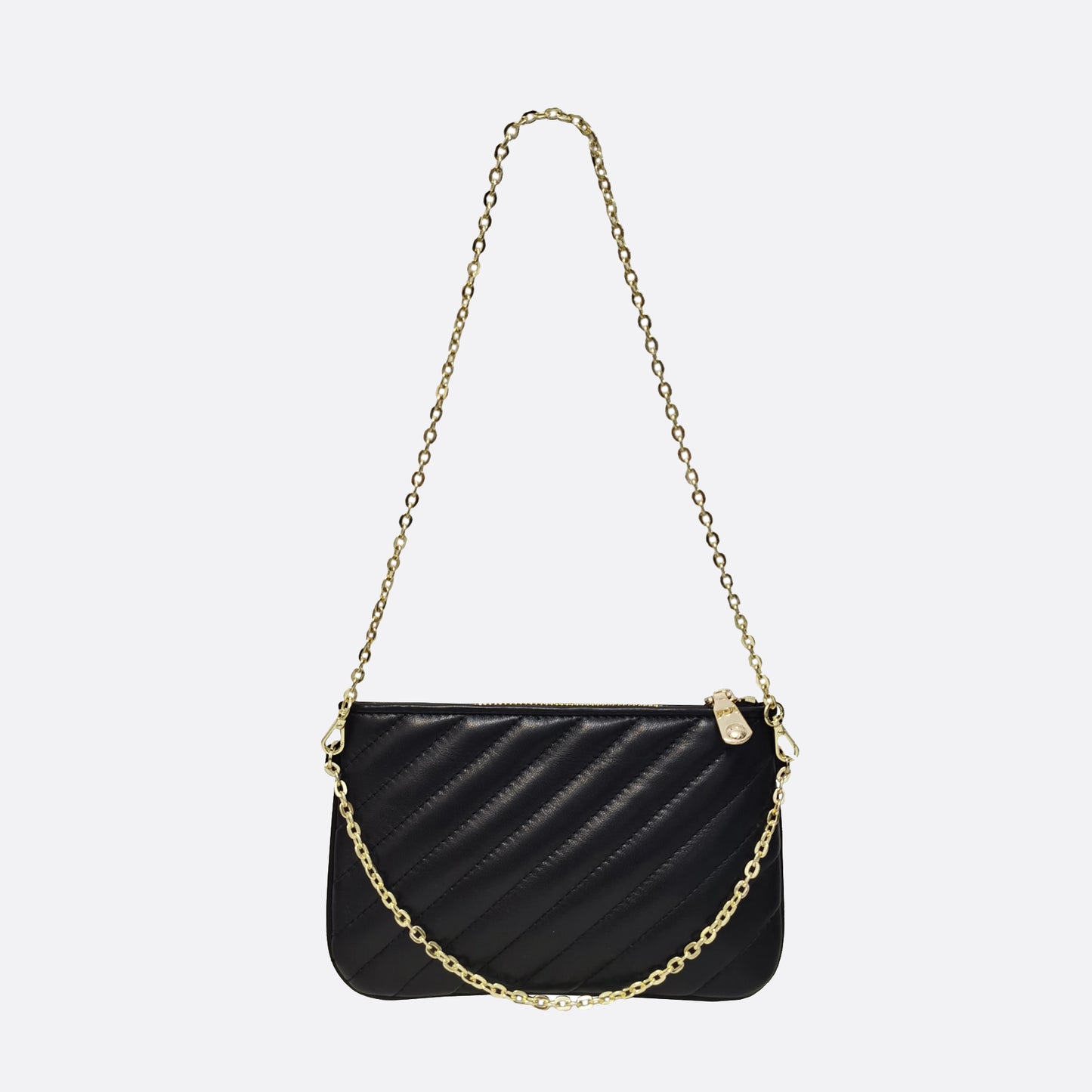 Women's lambskin falten design chain clutch wallet with removable strap