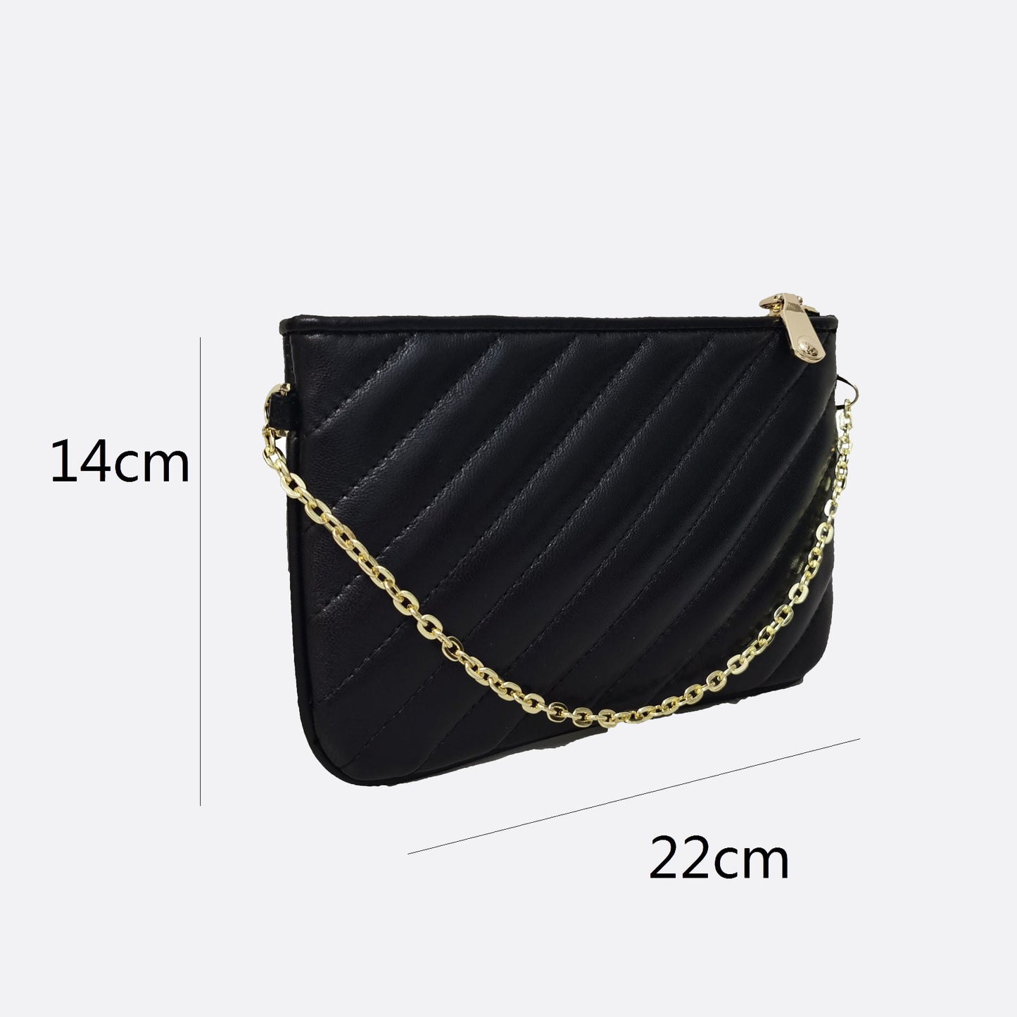 Women's lambskin falten design chain clutch wallet with removable strap
