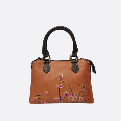 Women's embossed genuine cowhide leather handbag Kunis design