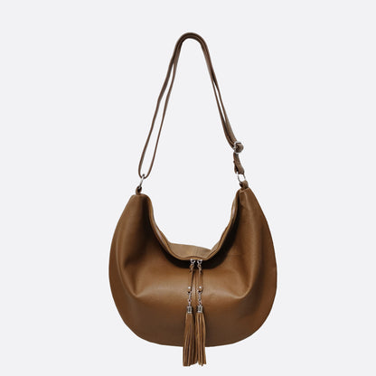 Women's genuine cowhide leather handbag Shell tassel design