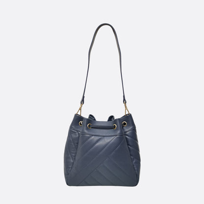 Women's lambskin leather handbag bucket bag Falten design