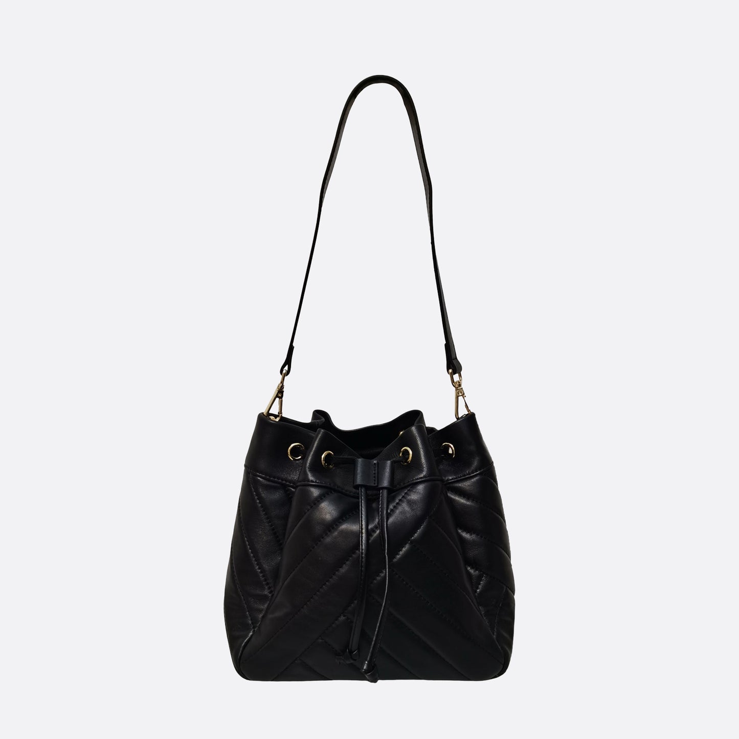Women's lambskin leather handbag bucket bag Falten design
