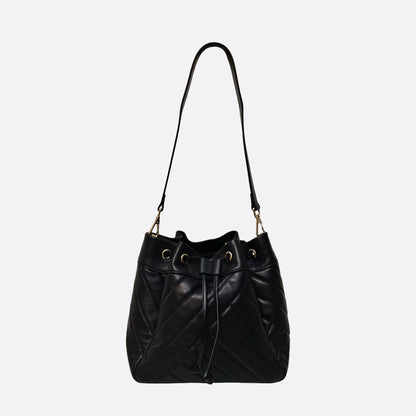 Women's lambskin leather handbag bucket bag Falten design
