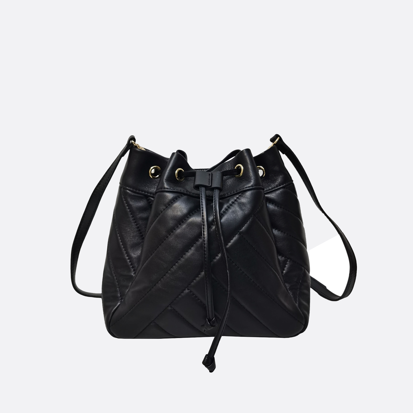 Women's lambskin leather handbag bucket bag Falten design